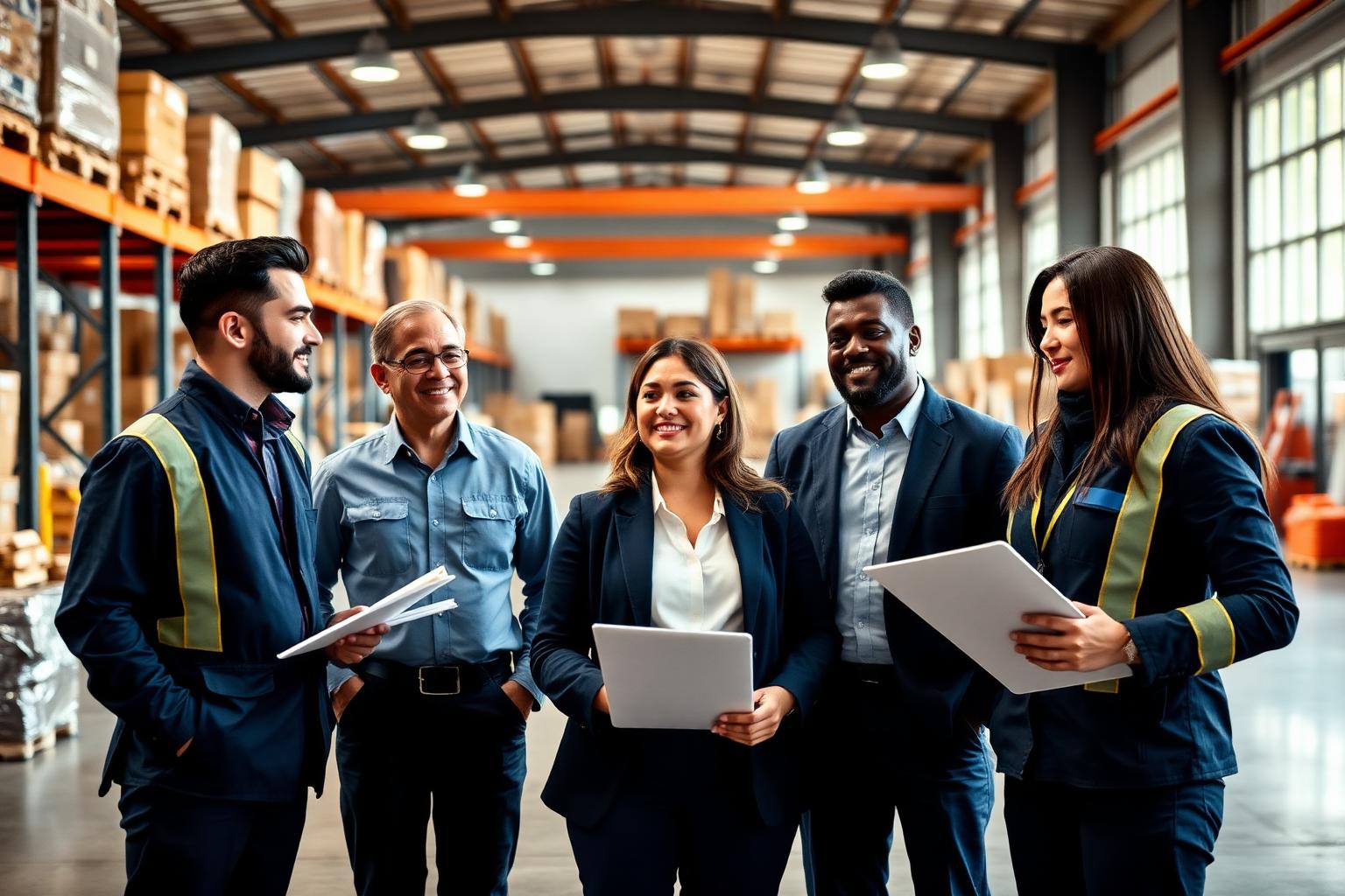 Workforce team in a distribution warehouse